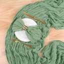 6 Pack Cheesecloth Table Runner - Sage Green 35x120 Inch (10ft), Boho Gauze Fabric Runner for Wedding, Birthday, Baby Shower, Rustic Party Decor, Sheer Table Decoration