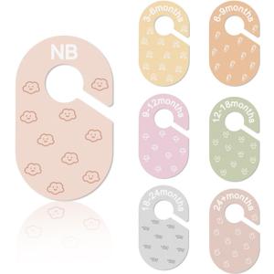 Baby Closet Dividers, Double-Sided Cute Design Baby Clothes Dividers for Closet, Baby Clothes Organizer for Sorting Clothing in 7 Sizes from Newborn to 12+ Months