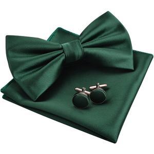 Alizeal Mens Tuxedo Bow Tie, Hanky and Cufflinks Set (#1-178-dark Green)