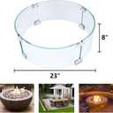 Fire Pit Wind Guard, 23" Glass Wind Guard for Fire Pit Round Table, Made of Clear Tempered Glass Set with Assembly Instructions