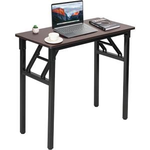 ZONERUI Small Folding Office Computer Desk 31.5" with Rounded Corner and Sturdy No Assembly Required,Suitable for Home Office/Writing/Party/Camping and Outdoor Activities (Black Walnut)