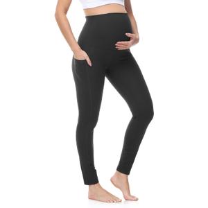 HOFISH Maternity Leggings, Yoga Pants, Pregnancy Leggings Over The Belly Workout Active Wear (XL, Black)