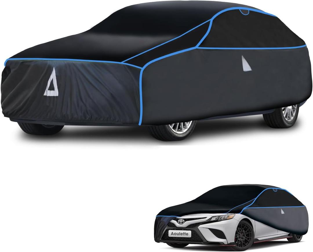 Hail Protector Car Cover with Thick Multi-Layered EVA | Gift Windshield Sun Shade | Hail Blanket Custom Fit Sedan. (black)
