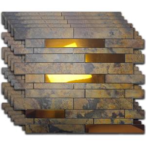 10pcs Waterproof & Non-Slip Mosaic Peel & Stick Wall Stickers, Heat-Resistant Self-Adhesive Tiles, Easy Cut DIY Multi-Room Decals for Kitchen Bathroom Bedroom Living Room (10, Brown)