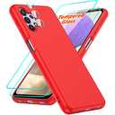 LeYi for Samsung A32 5G Case: Galaxy A32 5G Case with [2 Pack] Tempered Glass Screen Protector & Camera Lens Protector, Liquid Silicone Soft Microfiber Liner Phone Case for Samsung Galaxy A32 5G, Red
