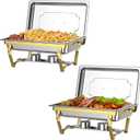 Chafing Dishes for Buffet Set: Chafers for Catering - Chafing Dish Buffet Set with Lids | Chafers and Buffet Warmers Sets | Serving Food Warmer | Chafers Servers Sets (2 pack)