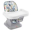 Fisher-Price Baby to Toddler High Chair SpaceSaver Simple Clean Portable Dining Seat & Booster with Washable Deep Tray & Liner, Pacific Pebble