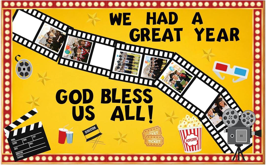 Ceenna 80 Pcs 2026 Graduation End of Year Movie Night Bulletin Board Decoration Set Classroom Movie Star Paper Cutout Party Decor for Congrats Grad Kindergarten Office Chalkboard Home Wall Decor