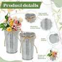Ziliny 20 Pack 4.3 Inch Galvanized Metal Flower Vases Bulk Small Floral Flower Bucket Rustic Vintage Farmhouse Vases for Centerpiece Country Wedding Party Decor Western Home Table(Silver)