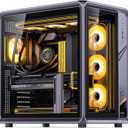 JONSBO BO400 ATX Mid Tower PC Case, Aluminum Frame, Back-Connect MB,High Comp Gaming Dual Chamber Computer Case,GPU 435mm/PSU 200mm/AIO360x3,Top Front Interchangeable Glass/Mesh Desktop Display