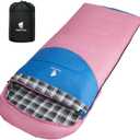 GEERTOP Flannel Sleeping Bags for Adults Big & Tall People Portable Cold Weather Envelope XXL All Seasons Camping Sleeping Bag (Pink&Blue)