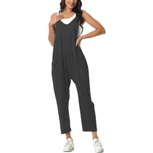 Rompers for Women Casual Summer Jumpsuits Sleeveless Loose Spaghetti Strap Overalls Jumpers (Gray)