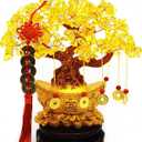 Feng Shui Yellow Quartz Crystal Tree, Bonsai Style Money Trees Decoration for Luck and Wealth (Yuan Bao)