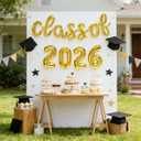 3 x Class of 2026 Graduation Balloons, Gold Foil Graduation Party Decorations, 16-Inch Number & Letter Balloon Set for Grad Party, Indoor & Outdoor Grad Decor, Photo Backdrop