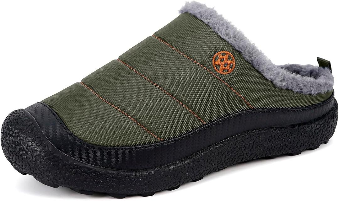 Womens Mens House Slippers Slip on Snow Winter Warm Fully Fur Lined Slippers Indoor Outdoor Shoes, Size: 12 Women/10 Men