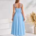 EYNMIN Wedding Guest Dresses for Women 2026 Summer Spring Square Neck Flowy A Line Elegant Midi Formal Dress (Blue, L)