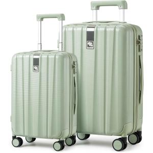 Hanke Luggage Sets 2 piece Carry On Luggage with Wheels PC Hard Shell Suitcases Lightweight Checked Travel Luggage Large Travel Suitcase Woman Men 20/29 Inch(Bamboo Green)