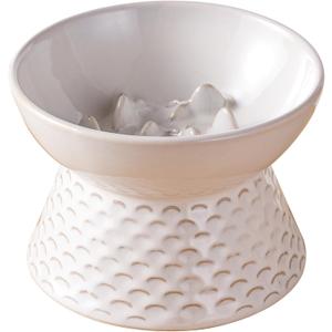 Ceramic Cat Slow Feeder, Elevated Cat Food Bowl Samll Dog Bowl