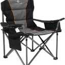 ALPHA CAMP Oversized Camping Folding Chair, Heavy Duty Support 450 LBS Steel Frame Collapsible Padded Arm Chair with Cup Holder Quad Lumbar Back, Portable for Outdoor