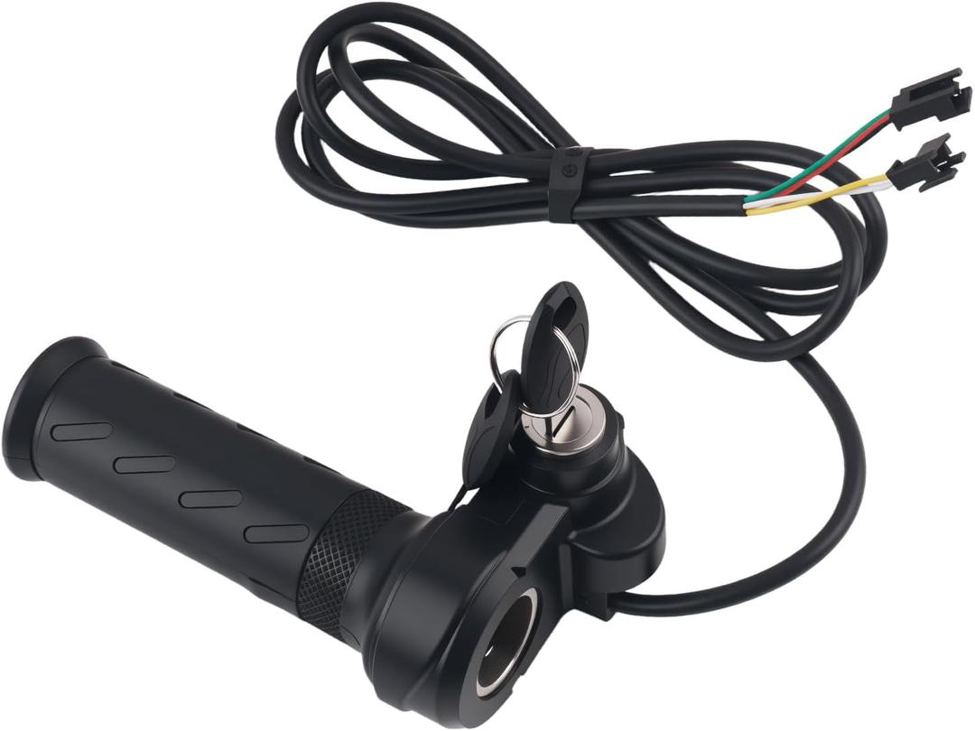 Full Twist Throttle Ebike Grip with 2 Keys,Rubber Ebike Throttle for Speed Control,Universal Electric Bike Throttles Bike Accessories for Electric Bicycle Scooters Trikes