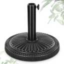 FRUITEAM 15" 23 lbs Round Patio Umbrella Base Pre-Filled Umbrella Stand Sun-Flower-Pattern Heavy Duty Market Umbrella Base Stand for Patio, Outdoor, Swimming Pool, Black