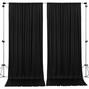 AK TRADING CO. 10 feet x 10 feet IFR Polyester Backdrop Drapes Curtains Panels with Rod Pockets - Wedding Ceremony Party Home Window Decorations - Black