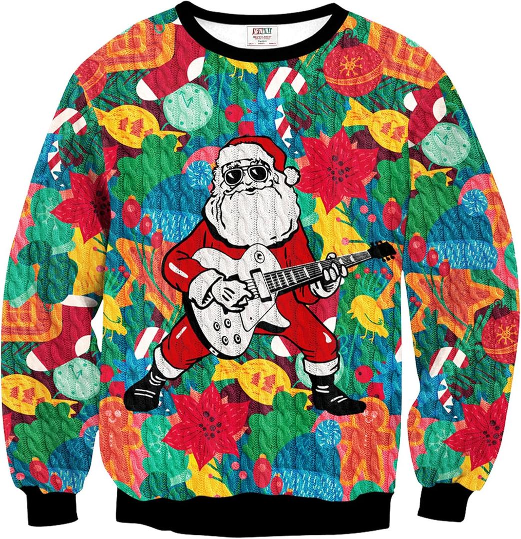 Arvilhill Men's Ugly Christmas Funny Graphic Long Sleeve Unisex Sweatshirt (S-3XL) (M)