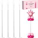 Bezente Balloon Column Stand Set of 4, 9 Feet Adjustable Telescopic Balloon Stand Kit for Floor, Ballon Column Tower with Base and Pole, Metal Backdrop Stands for Baby Shower, Party Decorations