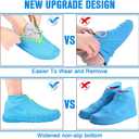Shiwely Silicone Waterproof Shoe Covers, Upgrade Reusable Overshoes with Zipper, Resistant Rain Boots Non-Slip Washable Protection for Women, Men (L (Women 7.5-10.5, Men 6.5-9), Blue)