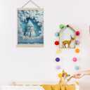 Qykwz Blue Christmas Snowman Wall Art Poster, Blue Snowman Decor, Pastel Xmas Snowflake Winter Holiday Wall Decor Canvas Prints for Home Bedroom Living Room, 12x16 in (color_7)