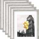 Picture Frames 11x14 Set of 6, Distressed Grey Photo Frame, Display Pictures 8x10 with Mat or 11x14 Without Mat, Washed Farmhouse Frame