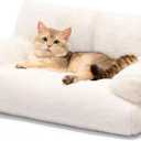 MEWOOFUN Cat Bed for Indoor Cats, Washable Dog Beds for Small Dogs & Cats with Removable Cover, Fluffy Cat Couch with Non-Slip Bottom (Beige, 26.0" L X 19.0" W X 13.0" Th)
