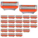 24 Pcs-Razor Blades Refills Compatible with Fusion 5 Blades,5-Layer Precision Anti Friction Manual Wet Shaving Blade Trimmer,Pivoting Head for Close and Comfortable Shave