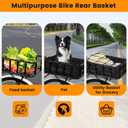 Bike Basket Rear, Large Bicycle Basket with Cargo Net, Liner and Waterproof Cover for Electirc Bike, Ebike and Bikes, Large Capacity Wire Bakset
