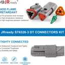 JRready Deutsch Connector 3 Pin Connector Kits with Size 16 Solid Contacts(14-20AWG), ST6328-3 Waterproof DT Series Connector 3 Pin 5 Sets and Deutsch Pin Removal Tool DRK-RT1B with Mounting Clips