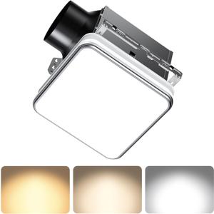 Consciot Bathroom Exhaust Fan with Light, 110/160 CFM Adjustable, 0.8/1.0 Sone, suitable for square mounting hole 11.39 x 10.42 inches, Bath Vent Fan with 1500lm LED Light 3CCT Selectable & Nightlight