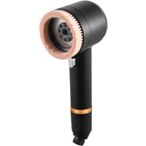 AquaCare 4-mode showerhead, water softener bead - anti-clogging nozzles, built-in power wash to clean bathtubs tiles and pets (black)