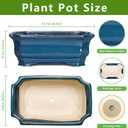 Bonsai Tree Pot - 13.7 Inch Large Ceramic Succulent Planter for Indoor Outdoor, Rectangle Plant Pot with Drainage Hole, Decorative Flower Pots, Home Decor, Gifts for Plant Lovers, Retro Blue