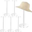 6 Sets Acrylic Hat Stand Holder, 12.8" Clear Display Rack with Round Base for Baseball Caps, Wigs, Jewelry, Watches - Tabletop Pedestal Organizer