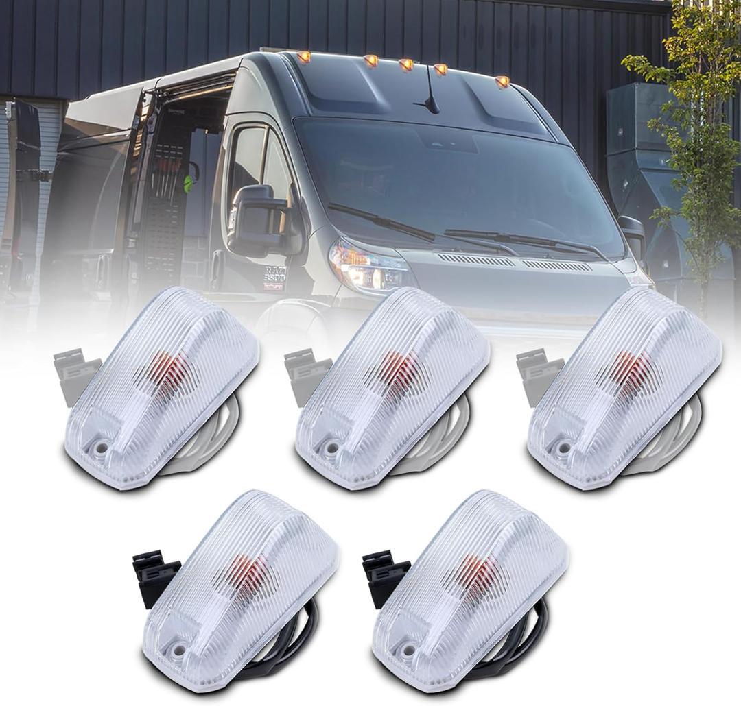 Cab Roof Top Marker Lights Compatible with 2014-2023 Dodge Ram ProMaster 1500 2500 3500 Roof Running Lamps Replaces# 926-109 68232473AA 68232473AB 68232473AE 68232473AC (5 Pack)