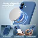 Magnetic for iPhone 16 Case, Compatible with MagSafe, [Screen Protector + Full Camera Protection], Silicone Shockproof Anti-Scratch Protective Phone Case for iPhone 16 6.1", Lake Blue