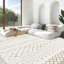 Area Rug for Living Room 9x12: Large Washable Boho Moroccan Rugs Geometric Neutral Rug, Non-Slip Foldable Morden Farmhouse Indoor Floor Carpet for Bedroom Dining Table HomeBrown,9X12