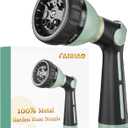 FANHAO Garden Hose Nozzle Heavy Duty, 100% Metal Water Hose Nozzle Sprayer with 8 Spray Patterns, High Pressure Sprayer Nozzle with Thumb Control, On Off Valve for Garden Watering, Car & Pet Washing
