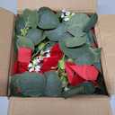 6 Pack 12 Inch Mini Christmas Wreath Small Christmas Kitchen Cabinet Wreaths with Red Bow Eucalyptus Leaves Flowering Boxwood Branches Red Berry Xmas Wreaths for Windows Door Wall Stairs Home Decor