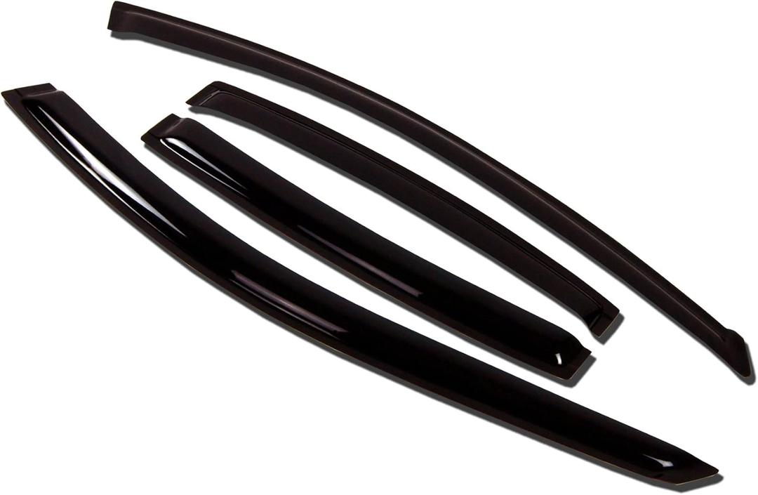 Tuningpros WV-006 Outside Mount Window Visor Deflector Rain Guard Dark Smoke 4-pc Set, Compatible with 2004-2008 Acura TSX Tuningpros WV-006 Outside Mount Window Visor Deflector Rain Guard Dark Smoke 4-pc Set, Compatible with 2004-2008 Acura TSX