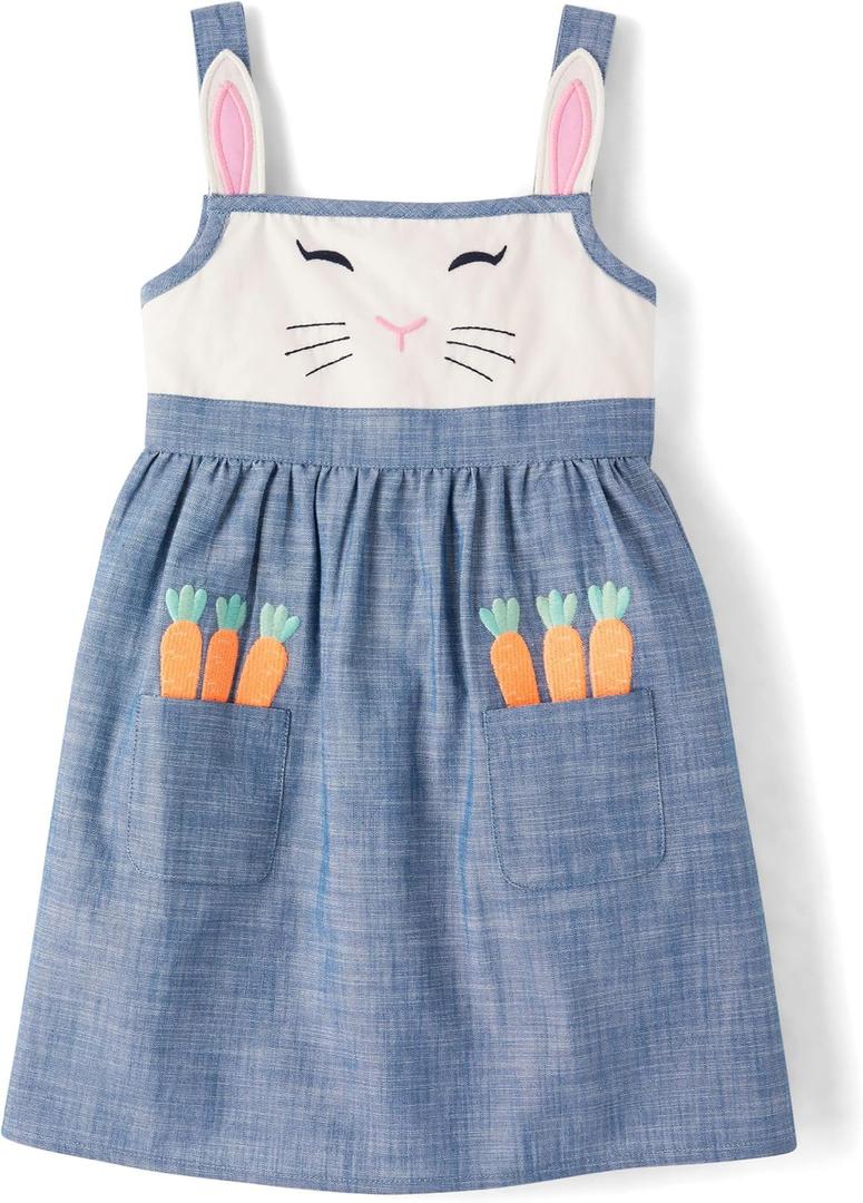Gymboree,Girls,and Toddler Embroidered Sleeveless Skirtall Jumpers (Blue)
