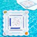 Mahjong Game Floating Table with Rules for Pool Double Side Poker Float Board for Card Games Scrabble Dominoes Mahjong Game Tray for Water Swimming Pool and Hot Tub Summer Beach Party Supplies, 31.5 X 31.5 X 1.6 Inches