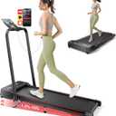 2-in-1 Foldable Treadmill with 3-Level 10% Incline, Walking Pad for Home Small Office, Compact Portable Under Desk Treadmill with Handle,Dual LED Display, APP & Remote, 300 lbs Capacity (Red)