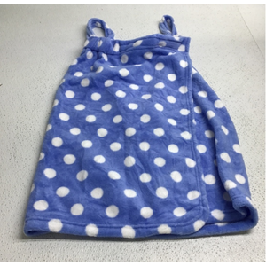 Women’s Towel Wrap Dress – Blue with White Polka Dots,  Soft Microfiber Spa Bath Dress, Size S