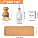 4 Pieces Kitchen Soap Dispenser Set 16 oz Dish Soap Dispenser with Bamboo Pump Soap Tray and Dish Brush Bathroom Soap Dispenser Set with Waterproof Labels for Hand Soap Dish Lotion (White)